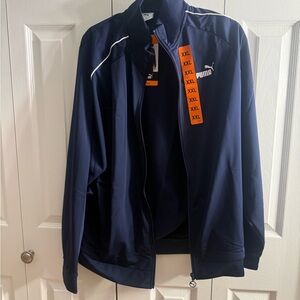 Puma Men's Dark Blue Windbreaker with White Accents